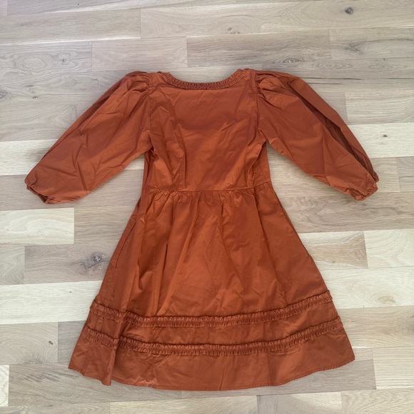 NWT Gap Rust Orange Puff Sleeve Dress - Picture 6 of 6